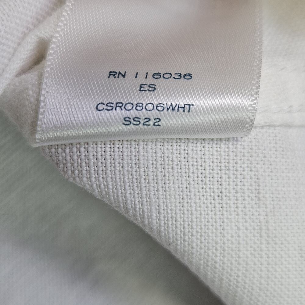 Charles Tyrwhitt Collarless Cotton Linen Shirt Men M Slim Fit White Button Front - Picture 10 of 14